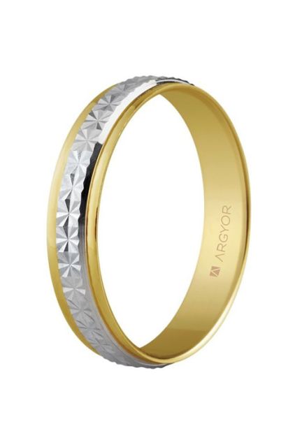 Alianza en oro bicolor 9 ktes, lapidado 4mm 9K5240108