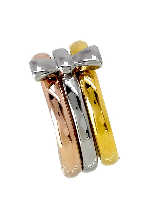 Anillo 3 en 1 en acero tricolor con motivo Lazo 276_A2319