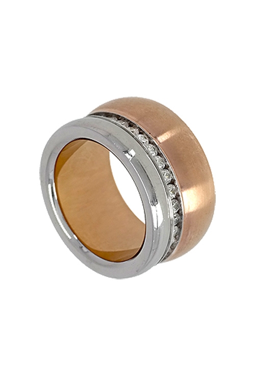 Anillo en acero bicolor con banda circonitas venta online al mejor precio venta online 276_A1490-RB