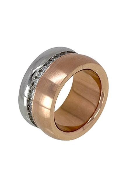 Anillo en acero bicolor con banda circonitas venta online al mejor precio 276_A1490-RB
