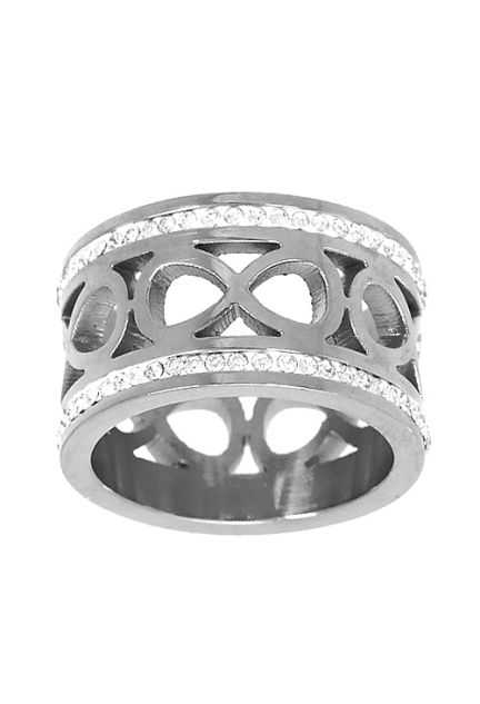 Anillo en acero con circonitas y motivo infinito, venta online a precios baratos 276_A2170