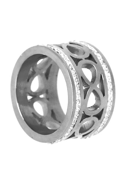 Anillo en acero con circonitas y motivo infinito, venta online joyas de mujer276_A2170