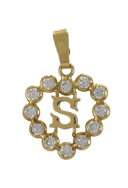 Colgante de oro amarillo 18 kilates y circonitas con forma de corazón 141_01141S