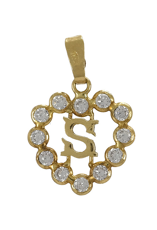 Colgante de oro amarillo 18 kilates y circonitas con forma de corazón 141_01141S