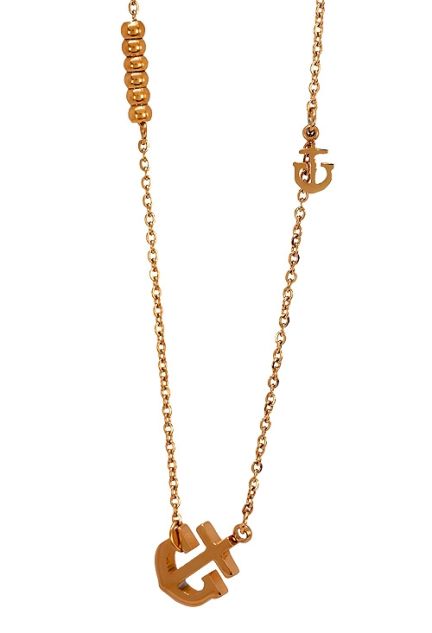 Gargantilla en acero chapado en rosado, Ancla marinera y bolas, para mujer a precios baratos 276_A2305-R