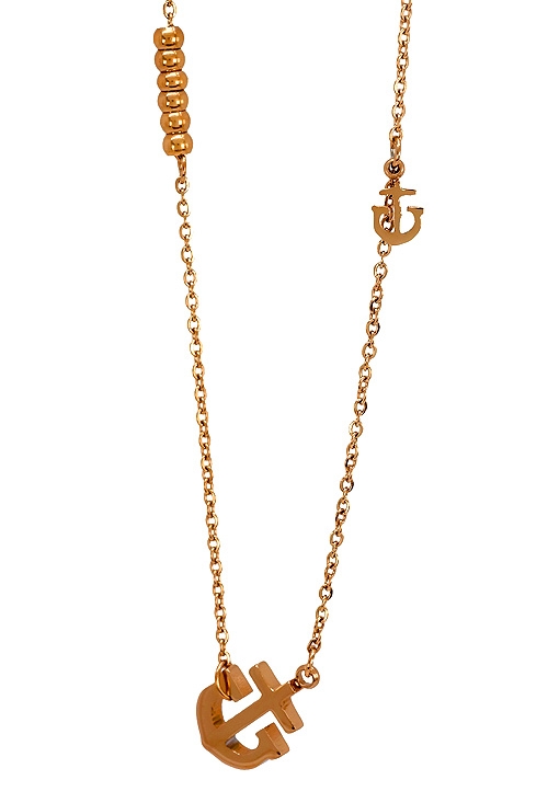 Gargantilla en acero chapado en rosado, Ancla marinera y bolas, para mujer a precios baratos 276_A2305-R