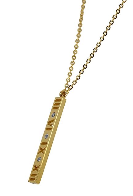 Gargantilla en acero dorado motivo números romanos. 276_A1989-A precios baratos