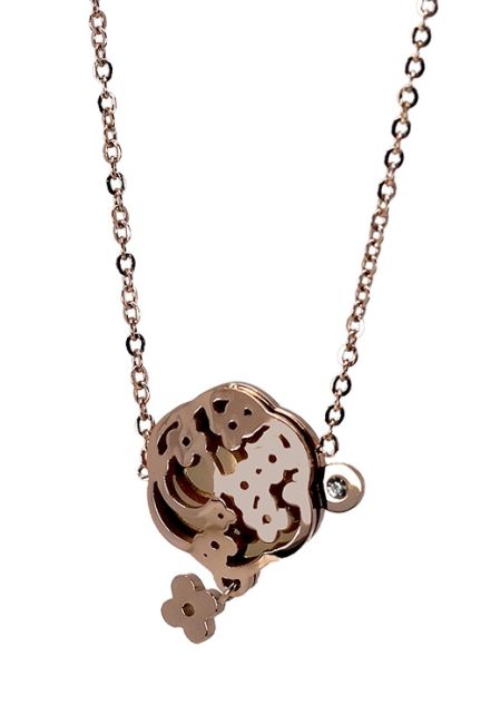 Gargantilla para mujer en acero rosado con motivo flor adornado por circonita a precios baratos 276_A2272-R