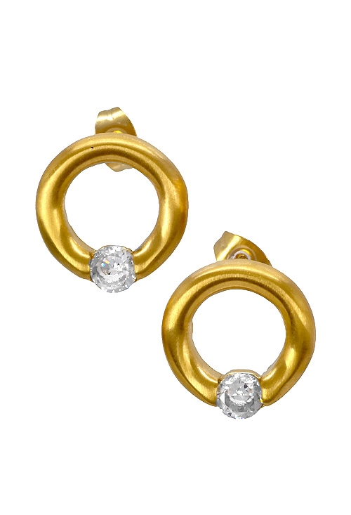 venta online de Pendientes de mujer en acero dorado mate con circonitas a precios baratos 276_A2353-A
