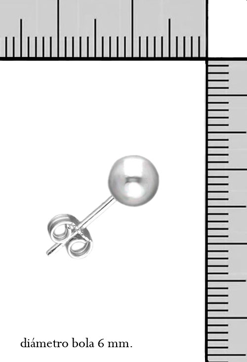 Pendientes de bola plata de ley foto con medidas acabado rodio 240_PBOLA-6