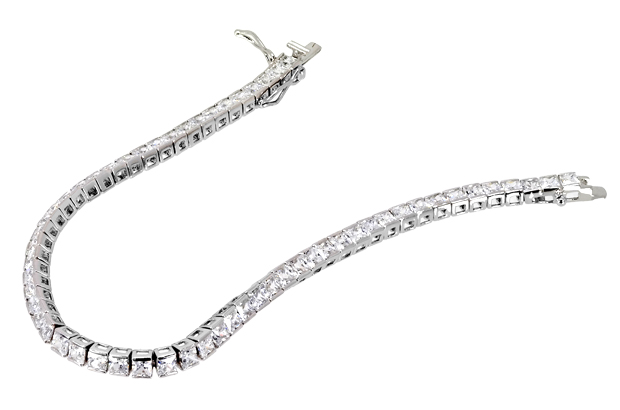 Pulsera riviere en plata, circonitas talla cuadrada, brazalete para mujer - foto 1 - rfcia.271_PPRVB-3