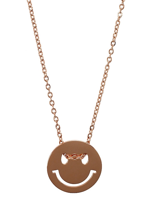 smaily gargantilla en acero chapado en rosa carita sonriente a precios baratos