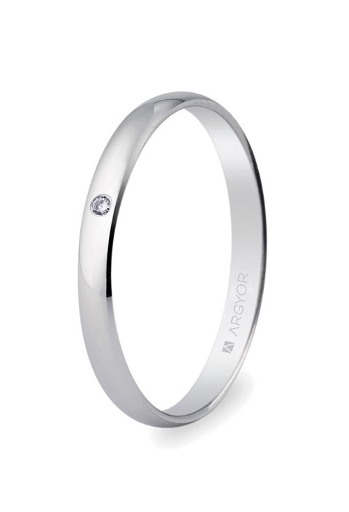 Alianza de oro Alianza de oro blanco 18 Ktes media caña oro y diamante de 2.5mm Argyor 5B253D