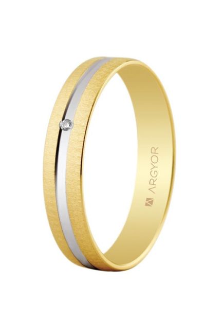 Alianza de oro bicolor 18 ktes con diamante talla brillante - foto 3 - rfcia. 5241474RD