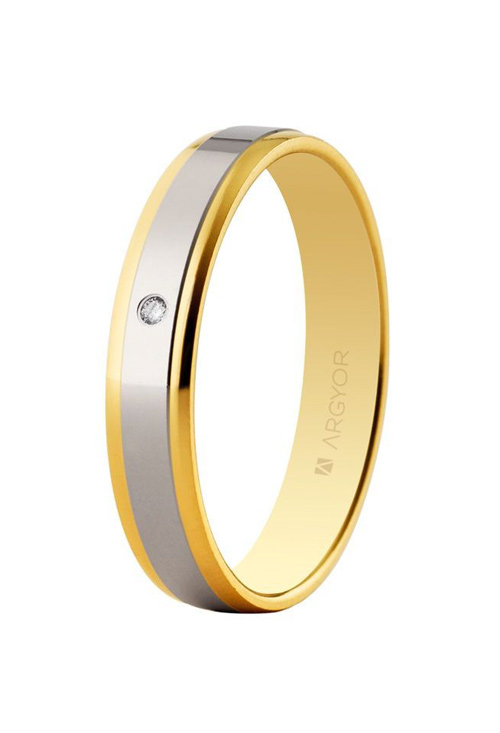 Alianza de oro bicolor amarillo y blanco 18 Ktes 3,8mm. Argyor 5235158D