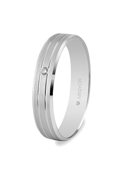 Alianza de oro blanco 18 Ktes con diamante de Argyor 4mm 5B40436D