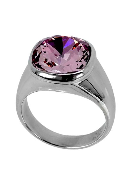 Anillo de plata tipo sello con cristal swarovski morado - foto 3 - rfcia.252_RS0927-92