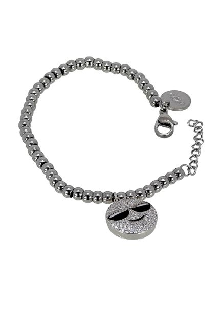 Pulsera en plata, acero y circonitas, emoticono cara con gafas de sol - foto 3 - rfcia.088_015972-4