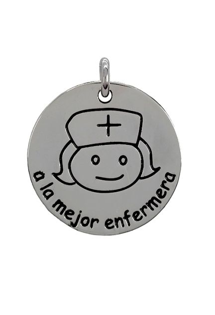 Charm de plata para pulsera. disco con leyenda -a la mejor enfermera- - foto 3 - rfcia.266_024273-1-10-1