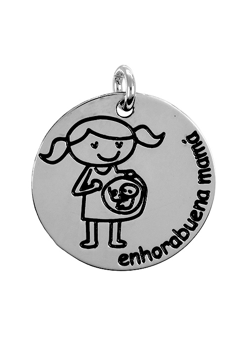 Charm de plata para pulsera. disco con leyenda -enhorabuena mama- - foto 3 - rfcia.266_024273-1-10-10