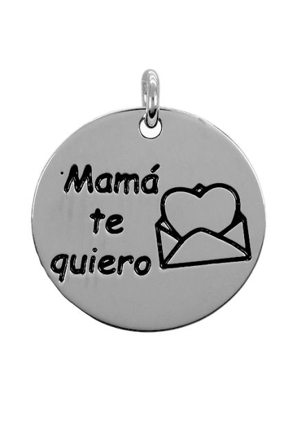 Charm de plata para pulsera. disco con leyenda -mama te quiero- - foto 3 - rfcia.266_024273-1-10-6