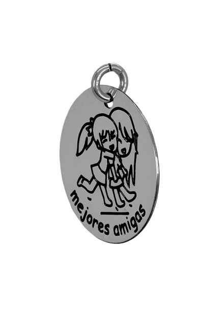 Charm de plata para pulsera. disco con leyenda -mejores amigas“ - foto 04 - rfcia 266_024273-1-10-2