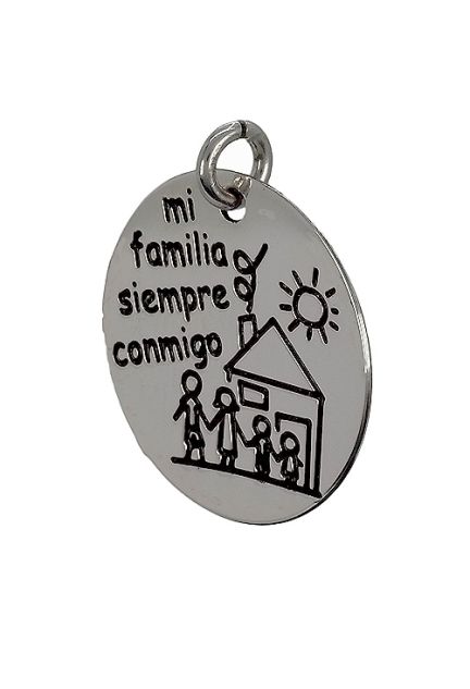 Charm de plata para pulsera. disco con leyenda -mi familia siempre conmigo- - foto 04 - rfcia 266_024273-1-10-5