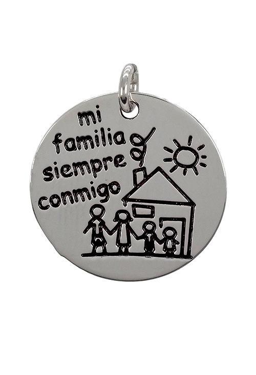Charm de plata para pulsera. disco con leyenda -mi familia siempre conmigo- - foto 3 - rfcia.266_024273-1-10-5
