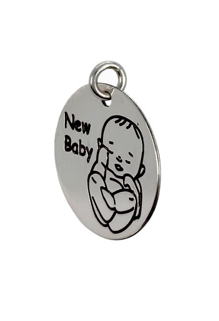 Charm de plata para pulsera. disco con leyenda -New Baby- - foto 04 - rfcia 266_024273-1-10-12