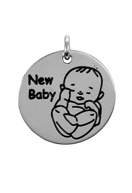 Charm de plata para pulsera. disco con leyenda -New Baby- - foto 3 - rfcia.266_024273-1-10-12
