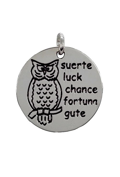 Charm de plata para pulsera. disco con leyenda -suerte- en 5 idiomas - foto 3 - rfcia.266_024273-1-10-3