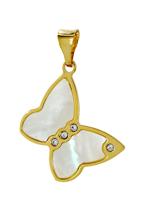 Colgante de oro amarillo y nacar forma de mariposa - foto 3 - rfcia.243_447-01073