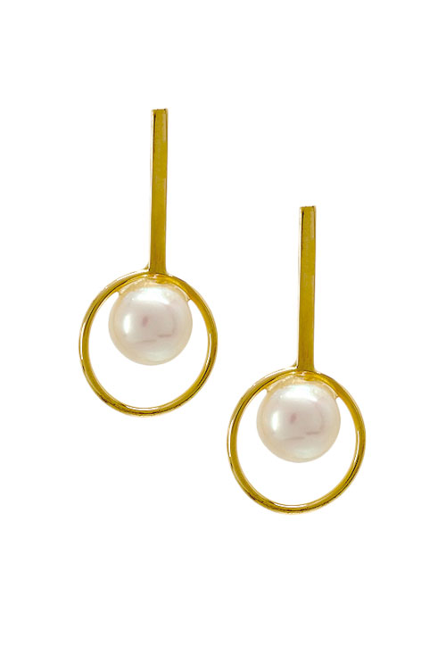 Pendientes largos de oro amarillo 18 ktes con perla cultivada joyas para mujer a precios baratos 030_NO-37