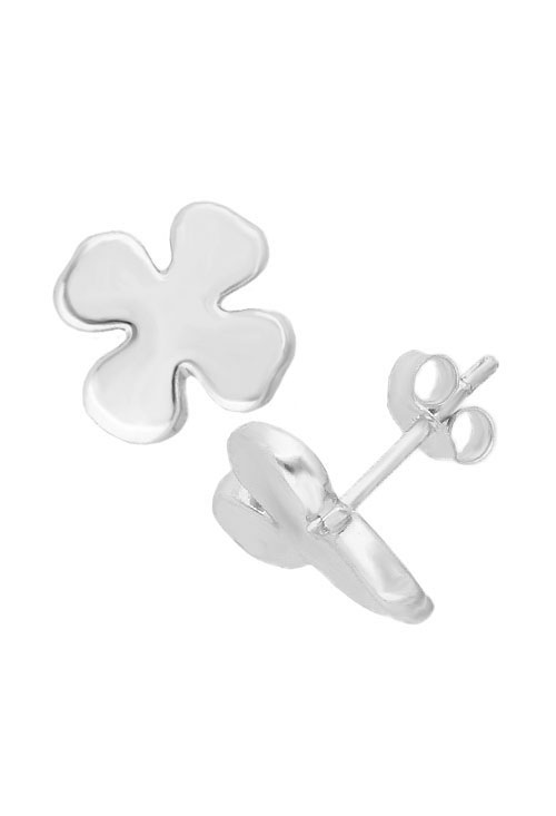 pendientes oro blanco 18 kilates forma de trebol cuatro hojas foto lateral 243_466-00058-B_01