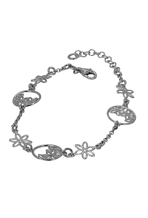 Pulsera de plata con entrepiezas forma de flores y estrellas - foto 3 - rfcia.240_PPU3784