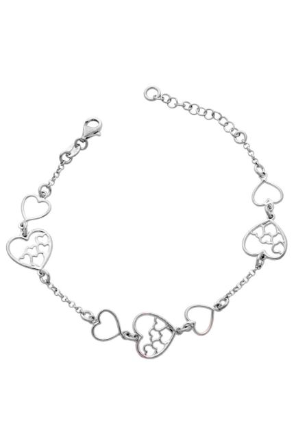 Pulsera de plata con entrepiezas en forma de corazones calados 240_PPU3781