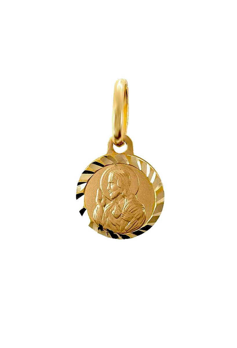 medalla lenteja sagrado corazon oro 18k vista frontal