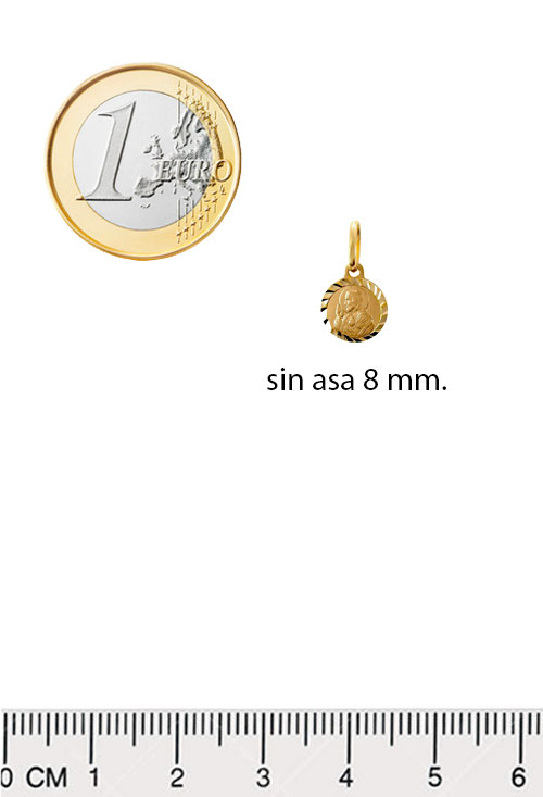 medalla lenteja sagrado corazon oro 18k vista medidas