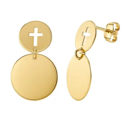 pendientes de oro discos y cruz calada 030_EC-69