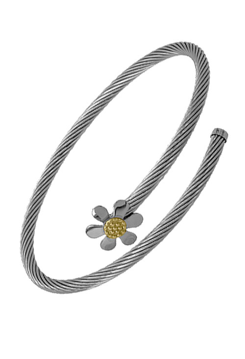 pulsera de acero y oro con margarita