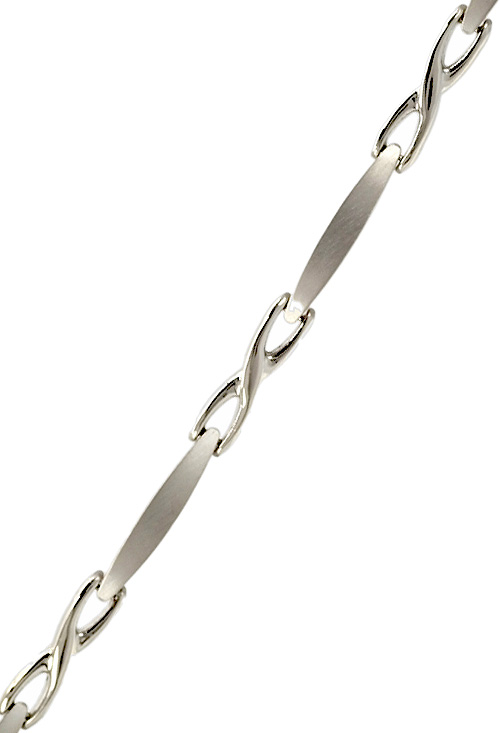 pulsera de oro blanco 18 ktes eslabones alternos infinito por tramo