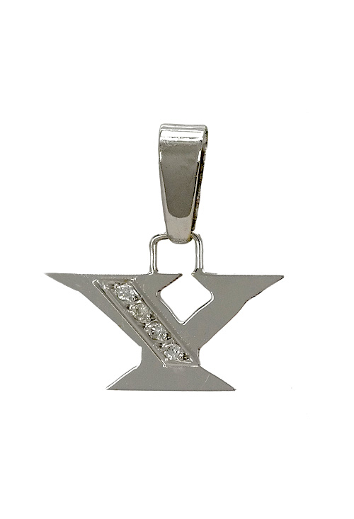 Inicial de oro blanco 18 ktes con diamantes Y 003_B51085896Y
