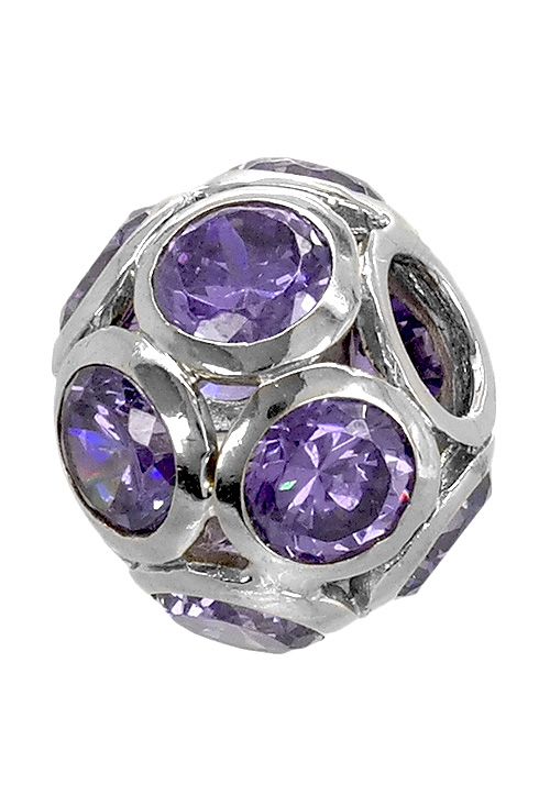 abalorio de plata con forma esferica y amatistas redondas engastadas en boquillas 015_23-4