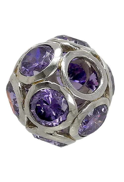 abalorio de plata con forma esferica y amatistas redondas engastadas en boquillas 015_23-4 foto 2