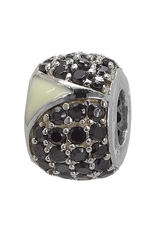 abalorio de plata forma clásica cuajado de circonitas negras 015_24-2 principal