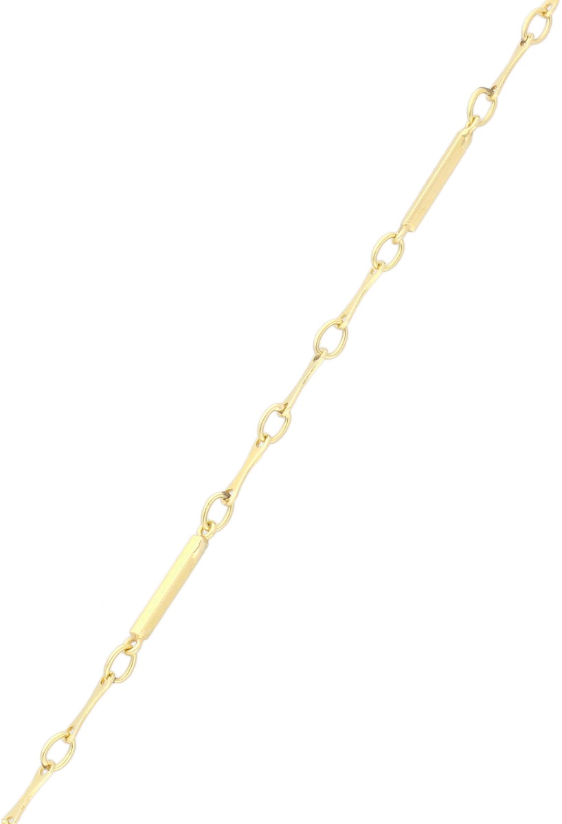 cadena gargantilla oro amarillo 18 kilates vista parrilla principal eslabones como huesos