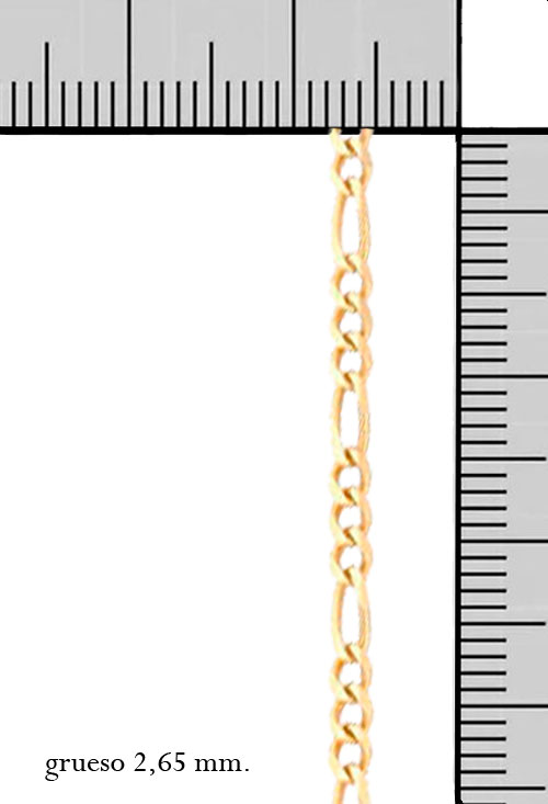 cadena maciza de oro 18 kilates eslabones programados 3x1 de 45 cm de largo foto con medidas 025_I-00810_010_M