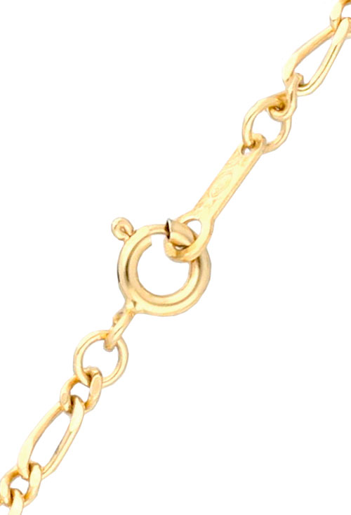 Cadena oro ley eslabón combinado 1x1, clásica cadena de 2,5 milímetros de ancho y 45 centímetros de largo, cadena muy resistente para niños o señora en oro amarillo de primera ley 18 quilates, perfecta para llevar medallas o colgantes pesados. foto detall