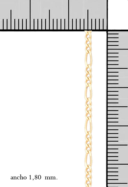 cadena oro amarillo 18 kilates eslabones combinados 3 x 1 con 40 cm de largo foto con medidas 025_I-00806_02