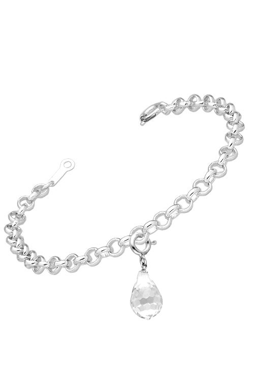 charm circon pera tallado y reasa plata ley vista en pulsera 132_72475_01